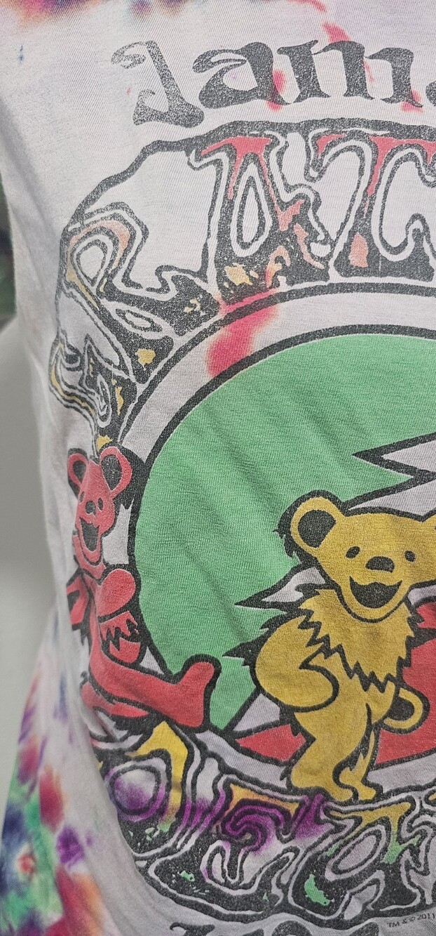 Grateful Dead Jamaica 1982 Rasta Gray Tye-Dye 2011 Sz S Cotton Dancing Bears - Picture 9 of 10